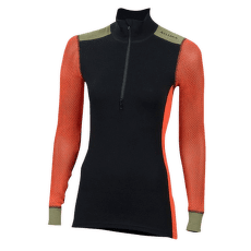T-shirt a manches longues Aclima WoolNet Hiking Mock Neck shirt Women Jet Black/Poinciana/Capulet