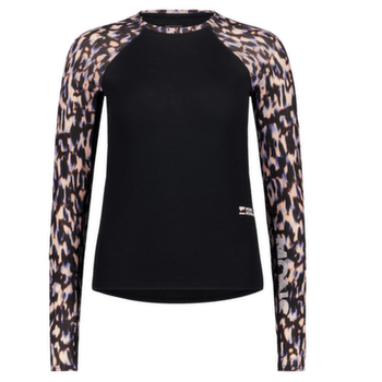 T-shirt a manches longues Mons Royale Bella Merino Long Sleeve Women Rock Leopard/Black