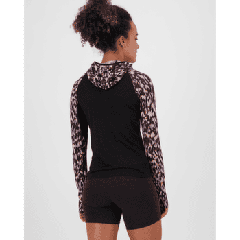 T-shirt a manches longues Mons Royale Bella Merino Long Sleeve Hood Women Rock Leopard/Black