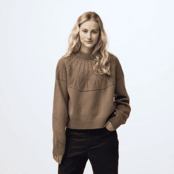 Pull Fjällräven Övik Solid Jacquard Knit Women Suede Brown