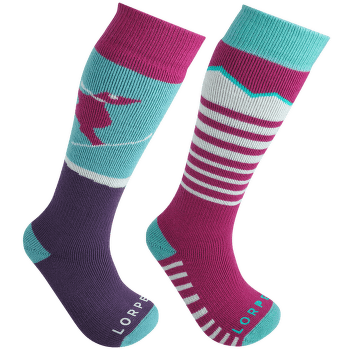 Chaussettes hauteur genou Lorpen T1 MERINO KIDS SKI 2PACK ECO 2336 BERRY