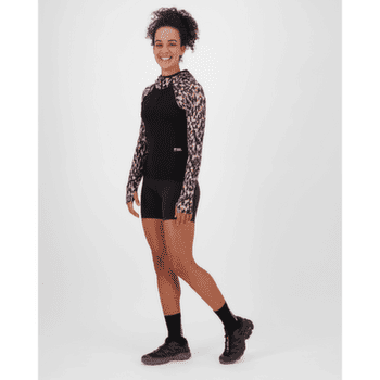 T-shirt a manches longues Mons Royale Bella Merino Long Sleeve Hood Women Rock Leopard/Black