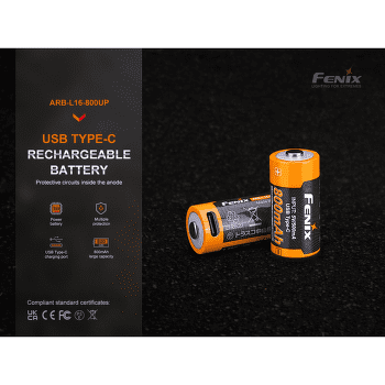 Batterie Fenix RCR123A 800 mAh USB-C Li-ion