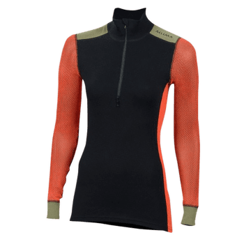 T-shirt a manches longues Aclima WoolNet Hiking Mock Neck shirt Women Jet Black/Poinciana/Capulet