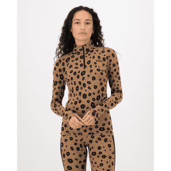 T-shirt a manches longues Mons Royale Cascade Merino Flex 1/4 Zip Long Sleeve Women Aoraki Lily Toffee