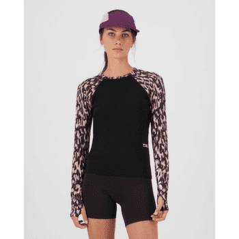 T-shirt a manches longues Mons Royale Bella Merino Long Sleeve Women Rock Leopard/Black