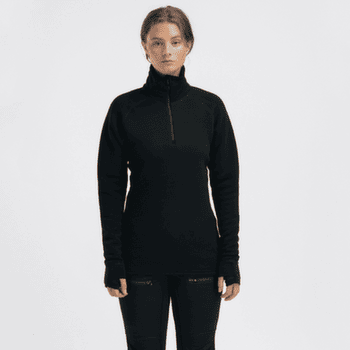 T-shirt a manches longues Aclima FleeceWool V2 Polo zip Women Jet Black