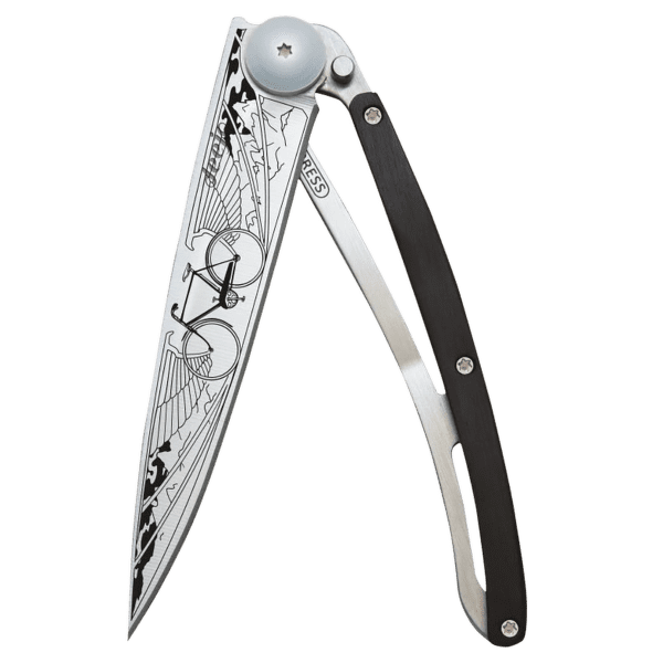 Couteau Deejo Earth Tattoo 37g, Granadilla Wood, Bicycle
