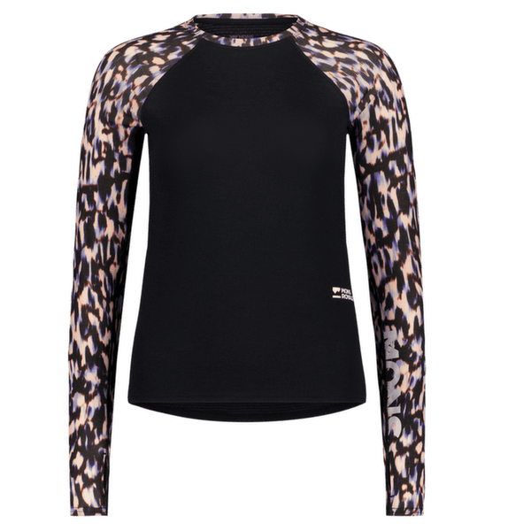 T-shirt a manches longues Mons Royale Bella Merino Long Sleeve Women Rock Leopard/Black