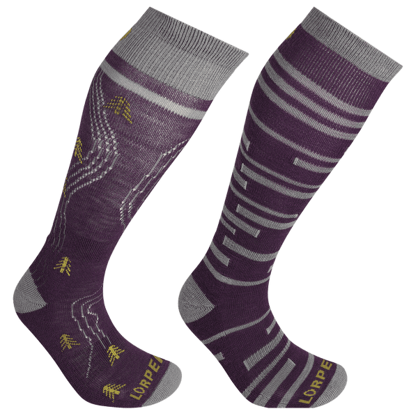 Chaussettes hauteur genou Lorpen T1 SKI MID Women 2 PACK GREY/PLUM