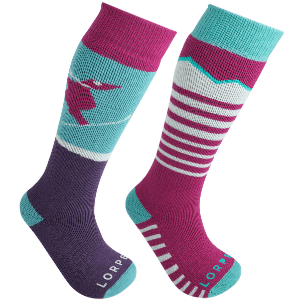 Chaussettes hauteur genou Lorpen T1 MERINO KIDS SKI 2PACK ECO 2336 BERRY