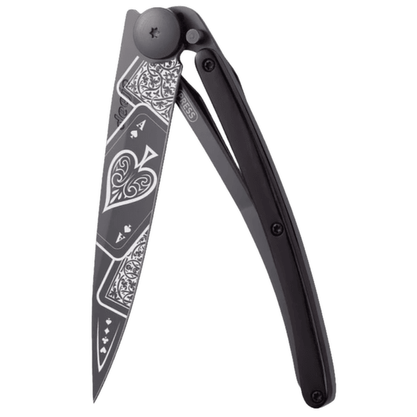 Couteau Deejo Tattoo Black ebony wood Good Luck
