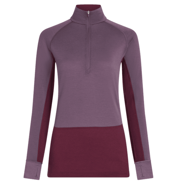T-shirt a manches longues Icebreaker Merino 200 ZoneKnit™ LS Half Zip Women DK BERRY/GREY PLUM/CB