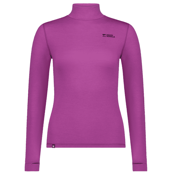 T-shirt a manches longues Mons Royale Cascade Merino Base Layer Mock Neck Long Sleeve Women Purple Bolt