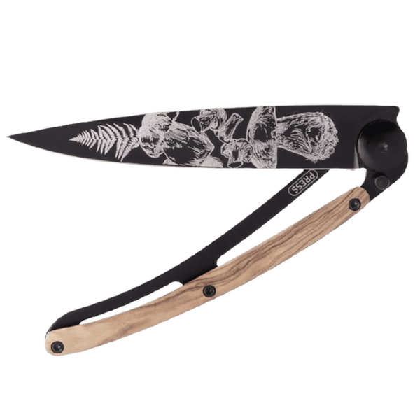 Couteau Deejo Tattoo Black olive wood Mushroom