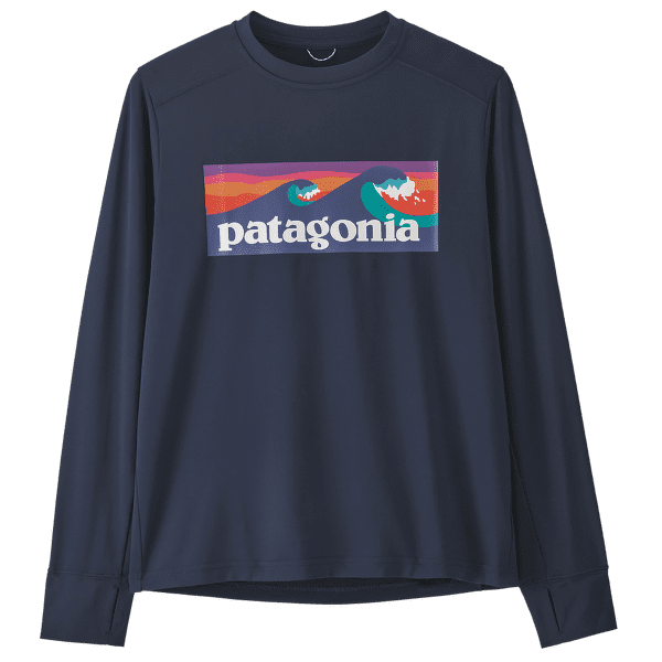 T-shirt a manches longues Patagonia Long-Sleeved Cap Silkweight T-Shirt Kids Boardshort Logo: New Navy